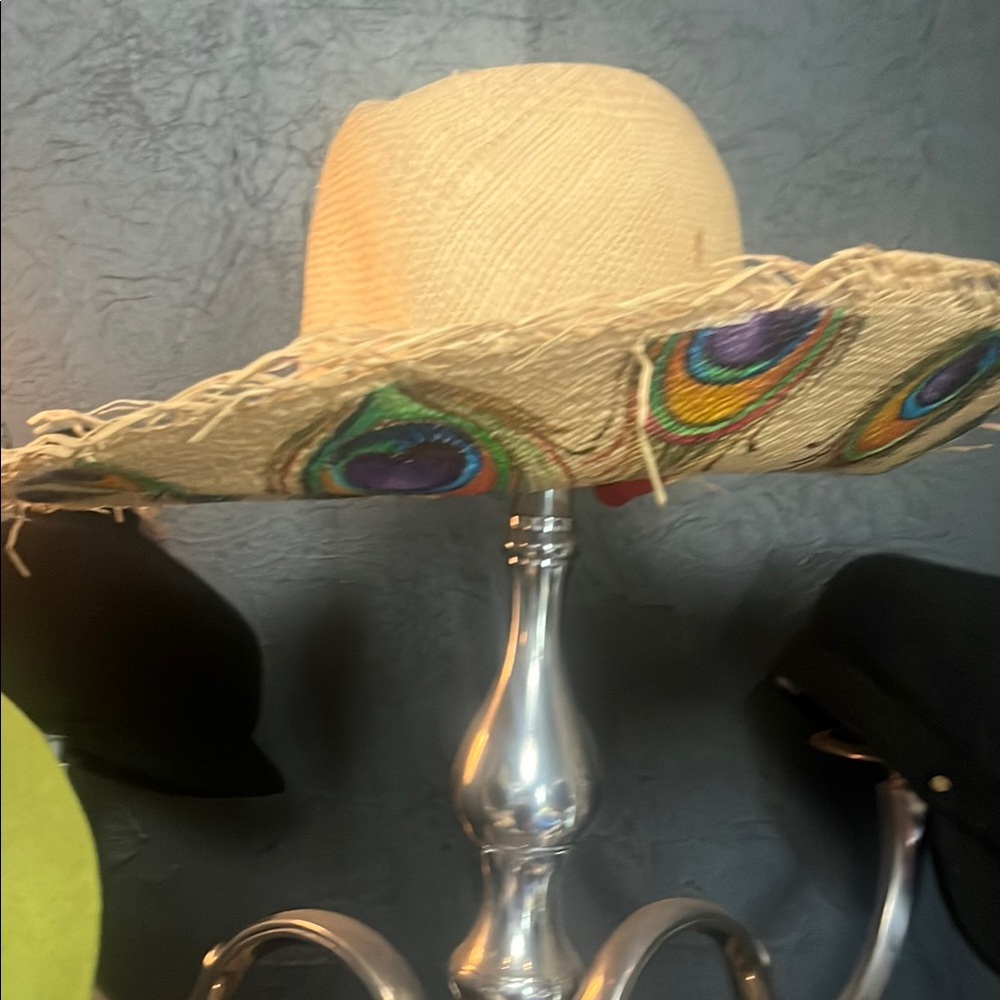 Cream and Green Wide Brimmed Sun Hat